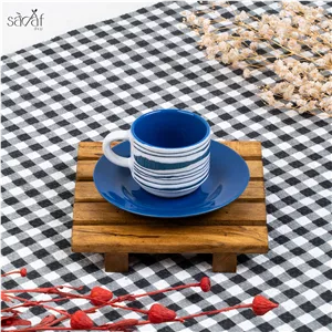 فنجان و نعلبکی قهوه خوری سرامیک طرح دار دنی هوم ( یک عددی)