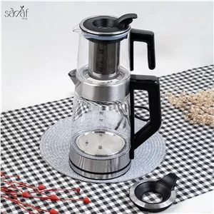 چای ساز روی هم استیل شیشه DL-450 دلمونتی