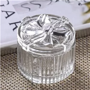 قندان شیشه ای پاپیونی دایره ای وارداتی deli glass