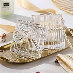 قندان شیشه ای پاپیونی مربعی وارداتی deli glass