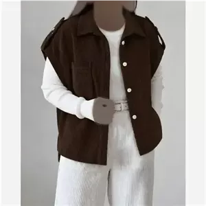 جلیقه زنانه مخمل کبریتی ریز فری سایز پاییزی