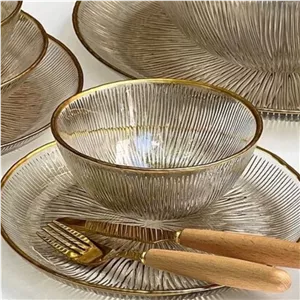 کاسه ماست خوری سولو شامپاین لب طلا (نقره ای یا لب ساده) نوری تازه (6 عددی)