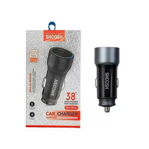 شارژر فندکی فست و PD دو پورت Shoosh مدل SH-804 38W - مشکی خاکستری - SMO