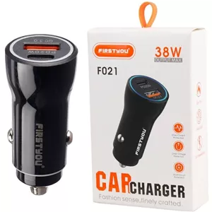 شارژر فندکی Firstyou مدل F021 دو پورت USB-C با فناوری PD 20W و QC 3.0 فست شارژ