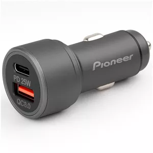 شارژر فندکی پایونیر 43 وات مدل Super Fast Charge دو پورت PD 25W QC 3.0 18W