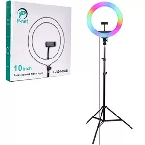 رینگ لایت 10 اینچ پایه دار پی نت P-Net LJJ26-RGB