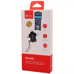 تبدیل OTG سه کاره USB3.0 TO Lightning MicroUSB Type-C پرووان ProOne PC010