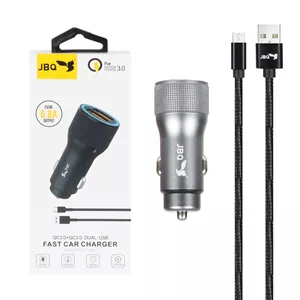 شارژر فندکی فست دو پورت JBQ مدل CC-D5 18W همراه با کابل اندروید - مشکی (گارانتی یکساله رصاصی)