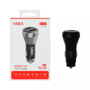 شارژر فندکی PD و فست دو پورت Max مدل M-X27 52.5W - مشکی