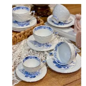 فنجان نعلبکی شاهین ترکیه چایی خوری و قهوه خوری لب طلا 