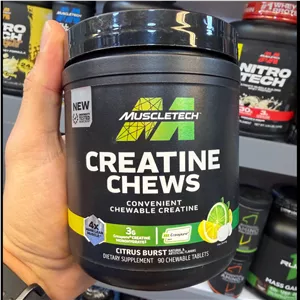 قرص جویدنی کراتین مونوهیدرات ماسل تک طعم لیمویی 90 عددی MuscleTech Creatine Chews 90 Chewable Tablets