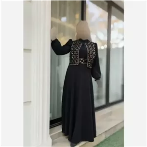 سه تیکه پیراهن و جلیقه و کمربند زرین کرپ مازراتی مشکی