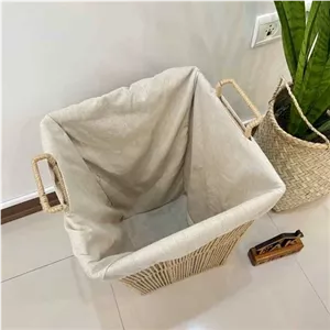 سبد لباس چرک مکرومه سازه فلزی دسته دار