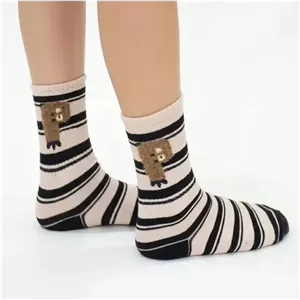 جوراب بچگانه ساق بلند پنبه ای رنگ کرم
