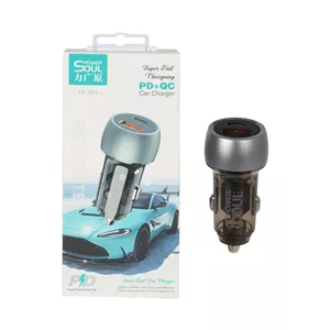 شارژر فندکی PD و فست دو پورت Power Soul مدل SP-001 - مشکی - ASP (گارانتی شش ماهه آروین)