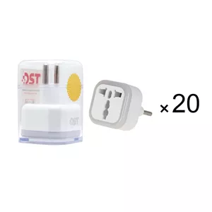 تبدیل برق 3 به 2 DST مدل D01-L - سفید - DST - بسته 20 عددی (گارانتی مادام العمر شرکتی)
