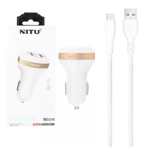 شارژر فندکی فست دو پورت Nitu مدل CC817 12W به همراه کابل شارژ اندروید
