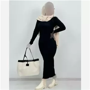 زیر مانتویی ماکسی یقه اسکی جنس فانریپ کش رنگ مشکی سایز فری 36 تا 46