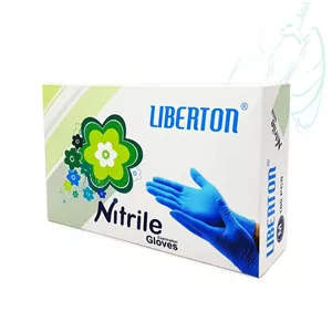 دستکش نیتریل آبی سایز مدیوم M (بسته 100 عددی) مارک لیبرتون