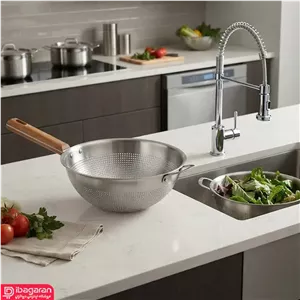 آبکش استیل دسته چوبی بزرگ ریما مدل 13303
