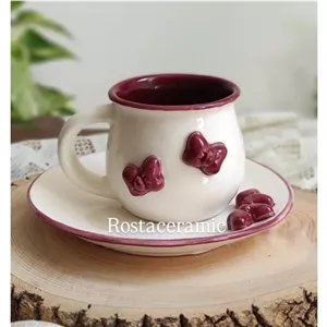 فنجون نعلبکی پروانه برجسته