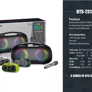 اسپیکر BTS2313 میکروفون بیسیم RGB ظرفیت باتری 3600mAh سایزبلندگو 24
