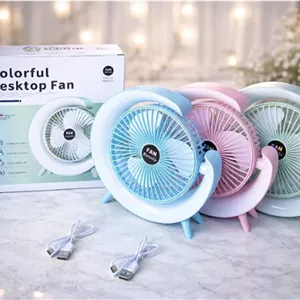 پنکه شارژی رومیزی دارای چراغ RGB مدل FH-668 (فروش عمده پک های 4 عددی)