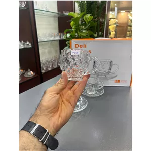 فنجان و نعلبکی بلور دلیDELI دست 6 عددی