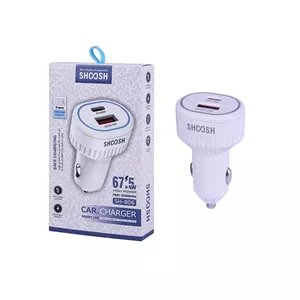 شارژر فندکی فست و PD دو پورت Shoosh مدل SH-806 67.5W - سفید - SMO