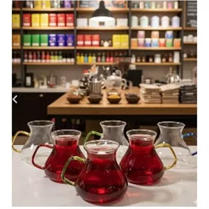 فنجان شش عدد دسته رنگی پیرکس 