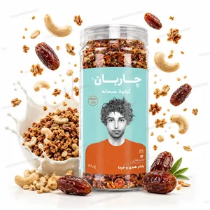 گرانولا وگان بادام هندی و خرما 380 گرمی چاربان