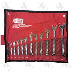 آچار یکسر تخت و رینگ 12 پارچه 6 الی 22 میلیمتر SOLID کد D3113-6-22 12P