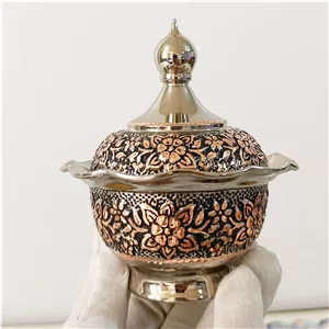 قندان گلبرگ مسی کروم شده و تراش شده دو رنگ 