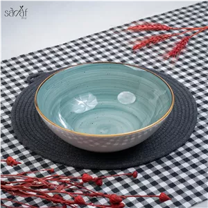 کاسه سرو گرد 23 سانت سرامیک سبز روستیک دنی هوم(یک عددی)
