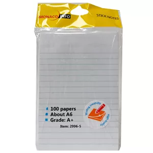کاغذ یادداشت سفید خط دار چسب دار سایز A6 بسته 100 برگی مدل 2