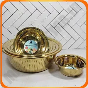 آبکش 6 تکه گرد لبه دار طلایی بدون جعبه زومبا