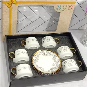 ست فنجان نعلبکی لب طلا طرح پروانه ای چینی 17-827 بلینا(12) -ارسال رایگان ارسال شکستنی و شیشه جات فقط با باربری با بیمه