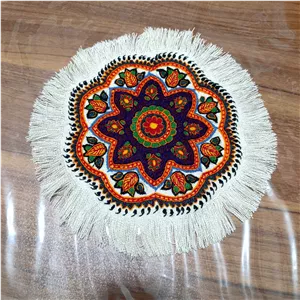 رومیزی پته گرد عسلی طرح ستاره  