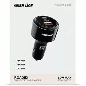 فندکی GL-CC10 Green Lion Roadex Triple-Port Car Charger 80W Max