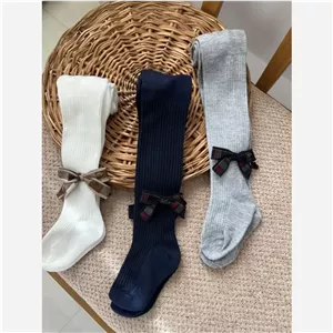 جوراب شلواری دخترانه پاپیونی نخ پنبه کشی سایز 1 تا 7 سال