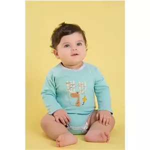 ست لباس نوزادی پنبه ای طرح گوزن شامل بادی آستین بلند و شلوار