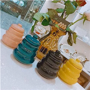 عسل خوری سرامیکی رنگی طرح کندو فانتزی(پس کرایه)