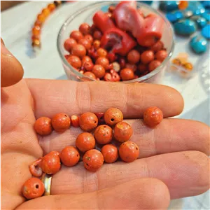 گوی سنگ مرجان طبیعی مهره چوب دریا گوی مرجان سرخ مهره سنگی گوی سنگی سنگ ریشه تقویت ریشه فروشگاه سنگ قیمتی کرج سلما گالری