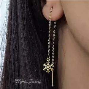 گوشواره بخیه طرح برف جفتی 