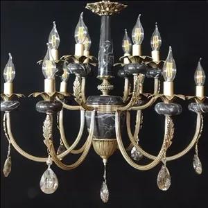 شاخه رونیکا 6 شاخه  12شعله برنزی باسنگ طبیعی  اصل شب نما  با ضمانت 10 سال 