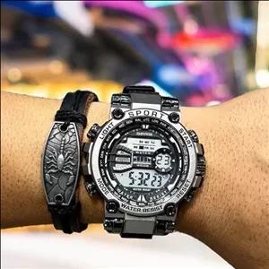 ست ساعت و دستبند مردانه شیک و خفن و اسپرت با طرح دستبند شاه عقرب مصری بسیار با کیفیت برای آقایون شیک پوش