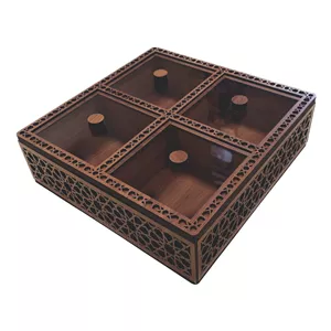 جعبه پذیرایی چوبی  4 خانه مشبک