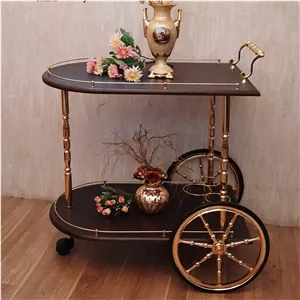 میزبار پذیرایی چرخدار بیضی ونگه ( قهوه ای تیره ) ام دی اف