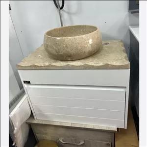 روشویی کابینتی سفید مات با صفحه سنگی مدل ارتین ابعاد 60 در 35 بدون آینه و باکس پس کرایه
