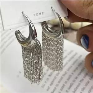 گوشواره جواهری زنانه طرح آویز رشته ای ضد حساسیت و رنگ ثابت 